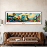 Norfolk Virginia Panoramic Framed Canvas Print, Retro Style Wall Art, Mid Century Modern Home Decor, Pop Art Travel Poster