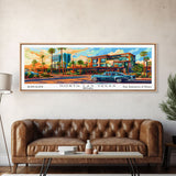 North Las Vegas Nevada Panoramic Painting, Mid Century Modern Framed Canvas Print, Pop Art Wall Hanging, Retro Travel Poster