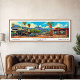 Phoenix Arizona Panoramic Framed Canvas Print, Mid Century Modern Wall Art, Pop Art Home Decor, Retro Style Travel Poster