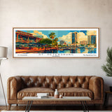 St. Petersburg Florida Panoramic Painting, Mid Century Modern Framed Canvas Print, Retro Pop Art Travel Poster, Wall Art, Home Decor