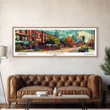 Toledo Ohio Panoramic Painting, Mid Century Modern Framed Canvas Print, Retro Pop Art Travel Poster, Wall Art, Home Decor, Office Art