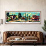 Tulsa Oklahoma Panoramic Painting, Mid Century Modern Framed Canvas Print, Retro Pop Art Travel Poster, Wall Decor, Gift Idea