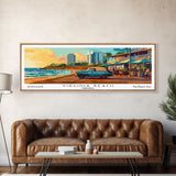 Virginia Beach Virginia Panoramic Wall Art, Mid Century Modern Framed Canvas Print, Retro Pop Art Travel Poster, Living Room Decor