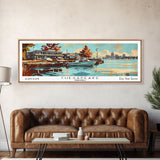 Chesapeake Virginia Panoramic Wall Art, Mid Century Modern Framed Canvas Print, Retro Pop Art Travel Poster, Office Art, Living Room Decor