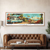 Chula Vista California Panoramic Painting, Mid Century Modern Framed Canvas Print, Retro Pop Art Travel Poster, Wall Decor, Office Art