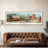 El Paso Texas Panoramic Wall Art, Retro Pop Art Framed Canvas Print, Mid Century Modern Travel Poster, Living Room Decor, Office Wall Art