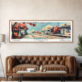 Garland Texas Panoramic Painting, Mid Century Modern Framed Canvas Print, Retro Pop Art Travel Poster, Wall Art, Home Decor, Office Art