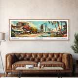 Irvine California Panoramic Wall Art, Mid Century Modern Framed Canvas Print, Retro Pop Art Travel Poster, Home Decor, Living Room Art, Office Wall Hanging