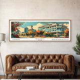 Irving Texas Panoramic Painting, Mid Century Modern Framed Canvas Print, Retro Pop Art Travel Poster, Wall Art, Home Decor, Office Wall Art, Gift Idea