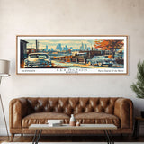 Lexington Kentucky Panoramic Wall Art, Mid Century Modern Framed Canvas Print, Retro Pop Art Travel Poster, Living Room Art, Office Decor, Wall Hanging