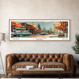 Lincoln Nebraska Panoramic Painting, Mid Century Modern Framed Canvas Print, Retro Pop Art Travel Poster, Wall Art, Home Decor, Office Wall Art, Living Room Decor