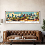 Los Angeles California Panoramic Wall Art, Mid Century Modern Framed Canvas Print, Retro Pop Art Travel Poster, Home Decor, Office Wall Art, Gift Idea