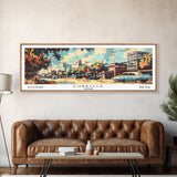 Lubbock Texas Panoramic Wall Art, Mid Century Modern Framed Canvas Print, Retro Pop Art Travel Poster, Home Decor, Living Room Art, Office Wall Hanging, Gift Idea