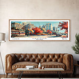 Madison Wisconsin Panoramic Painting, Mid Century Modern Framed Canvas Print, Retro Pop Art Travel Poster, Wall Art, Home Decor, Office Wall Art, Living Room Decor