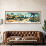 Modesto California Panoramic Wall Art, Mid Century Modern Framed Canvas Print, Retro Pop Art Travel Poster, Home Decor, Office Art, Living Room Wall Hanging, Gift Idea