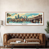 Newark New Jersey Panoramic Wall Art, Mid Century Modern Framed Canvas Print, Retro Pop Art Travel Poster, Home Decor, Office Art, Gift Idea, Living Room Wall Hanging