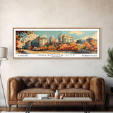 Oklahoma City Oklahoma Panoramic Wall Art, Mid Century Modern Framed Canvas Print, Retro Pop Art Travel Poster, Home Decor, Office Art, Gift Idea, Living Room Wall Hanging