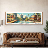 Orlando Florida Panoramic Wall Art, Mid Century Modern Framed Canvas Print, Retro Pop Art Travel Poster, Home Decor, Office Art, Gift Idea, Living Room Wall Hanging