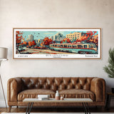 Richmond Virginia Panoramic Painting, Mid Century Modern Framed Canvas Print, Retro Pop Art Travel Poster, Living Room and Office Decoration