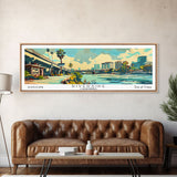 Riverside California Panoramic Wall Art, Mid Century Modern Framed Canvas Print, Retro Pop Art Travel Poster, Living Room and Office Decor