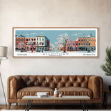 Allentown Pennsylvania Panoramic Painting, Mid Century Modern Framed Canvas Print, Retro Pop Art Travel Poster, Office Art, City Print