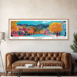 Arvada Colorado Panoramic Painting, Mid Century Modern Framed Canvas Print, Retro Pop Art Travel Poster, Living Room Wall Art, City Print