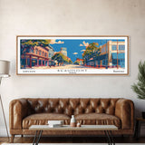 Beaumont Texas Panoramic Painting, Mid Century Modern Framed Canvas Print, Retro Pop Art Travel Poster, Living Room Wall Art, City Print