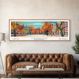 Cambridge Massachusetts Panoramic Painting, Mid Century Modern Framed Canvas Print, Retro Pop Art Travel Poster, Home Decor, City Print