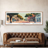 Carrollton Texas Panoramic Painting, Mid Century Modern Framed Canvas Print, Retro Pop Art Travel Poster, Office Wall Art, City Print