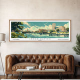 Cedar Rapids Iowa Panoramic Painting, Mid Century Modern Framed Canvas Print, Retro Pop Art Travel Poster, Living Room Wall Art Decor, City Print