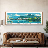 Chattanooga Tennessee Panoramic Painting, Mid Century Modern Framed Canvas Print, Retro Pop Art Travel Poster, Home Decor, City Print