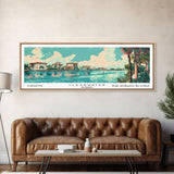 Clearwater Florida Panoramic Painting, Mid Century Modern Framed Canvas Print, Retro Pop Art Travel Poster, Home Decor, City Art