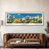 Columbia Missouri Panoramic Wall Art, Mid Century Modern Framed Canvas Print, Retro Pop Art Travel Poster, City Home Decor, Office Wall Art