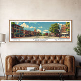 Concord North Carolina Panoramic Wall Art, Mid Century Modern Framed Canvas Print, Retro Pop Art Travel Poster, City Office Art, Home Decor