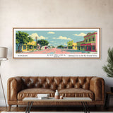 Edinburg Texas Panoramic Wall Art, Mid Century Modern Framed Canvas Print, Retro Pop Art Travel Poster, City Office Art, Living Room Decor