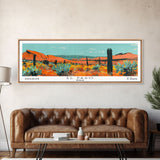 El Paso Texas Panoramic Painting, Mid Century Modern Framed Canvas Print, Retro Pop Art Travel Poster, Living Room Wall Decor