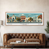 Fairfield California Panoramic Art, Mid Century Modern Framed Canvas Print, Retro Pop Art Travel Poster, Office Wall Decor