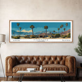 Fontana California Panoramic Painting, Mid Century Modern Framed Canvas Print, Retro Pop Art Travel Poster, Living Room Wall Art