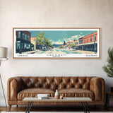 Gresham Oregon Panoramic Art, Mid Century Modern Framed Canvas Print, Retro Pop Art Travel Poster, Office Wall Decor