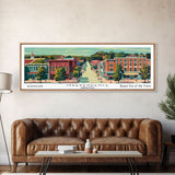 Independence Missouri Panoramic Painting, Mid Century Modern Framed Canvas Print, Retro Pop Art Travel Poster, Home Decor