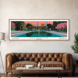 Indianapolis Indiana Panoramic Painting, Mid Century Modern Framed Canvas Print, Retro Pop Art Travel Poster, Office Decor