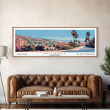 Inglewood California Panoramic Wall Art, Mid Century Modern Framed Canvas Print, Retro Pop Art Travel Poster, Home Wall Art