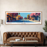 Jurupa Valley California Panoramic Painting, Mid Century Modern Framed Canvas Print, Retro Pop Art Travel Poster, Home Decor