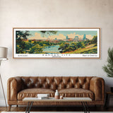 Kansas City Missouri Panoramic Painting, Mid Century Modern Framed Canvas Print, Retro Pop Art Travel Poster, Living Room Decor