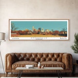 Knoxville Tennessee Panoramic Wall Art, Mid Century Modern Framed Canvas Print, Retro Pop Art Travel Poster, Living Room Art