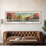 Lakewood New Jersey Panoramic Wall Art, Mid Century Modern Framed Canvas Print, Retro Pop Art Travel Poster, Living Room Art