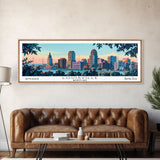 Louisville Kentucky Panoramic Wall Art, Mid Century Modern Framed Canvas Print, Retro Pop Art Travel Poster, Living Room Decor