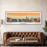 Lowell Mississippi Panoramic Painting, Mid Century Modern Framed Canvas Print, Retro Pop Art Travel Poster, Office Wall Art