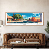 McAllen Texas Panoramic Wall Art, Mid Century Modern Framed Canvas Print, Retro Pop Art Travel Poster, Home Wall Art