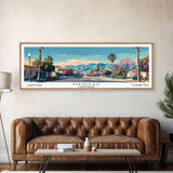 Menifee California Panoramic Wall Art, Mid Century Modern Framed Canvas Print, Retro Pop Art Travel Poster, Living Room Art